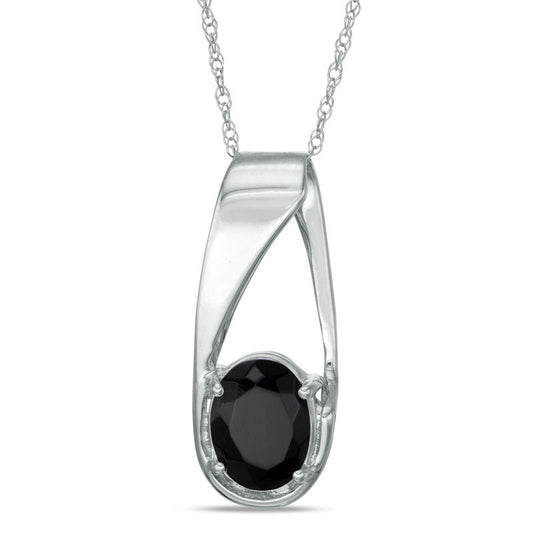 Oval Onyx Pendant in 10K White Gold