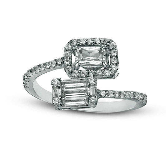 Multi-Shaped Lab-Created White Sapphire Bypass Wrap Ring in Sterling Silver