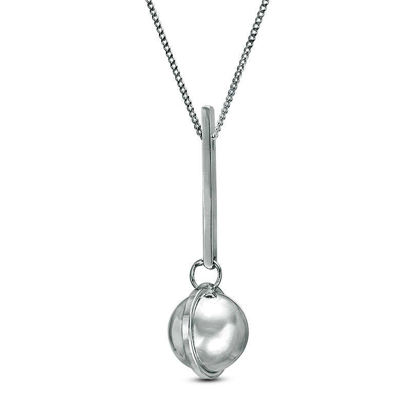 Linear Bar and Ball Pendant in Sterling Silver