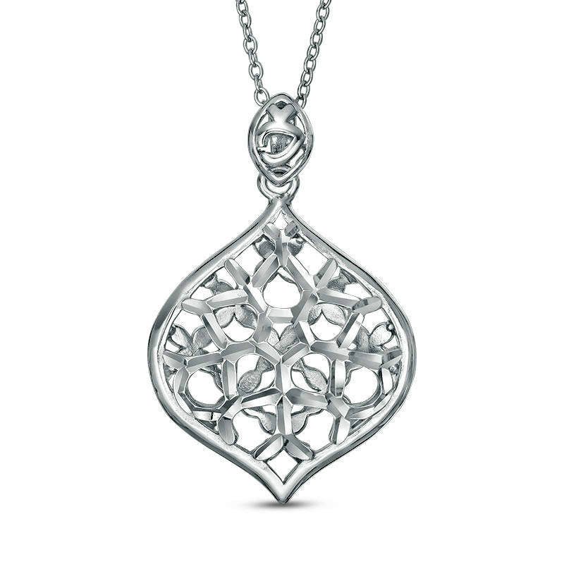 Natural Diamond-Cut Marquise-Shaped Pendant in Sterling Silver