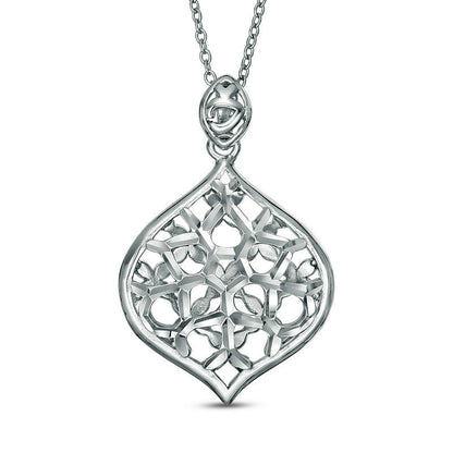Natural Diamond-Cut Marquise-Shaped Pendant in Sterling Silver