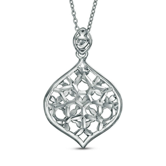 Natural Diamond-Cut Marquise-Shaped Pendant in Sterling Silver