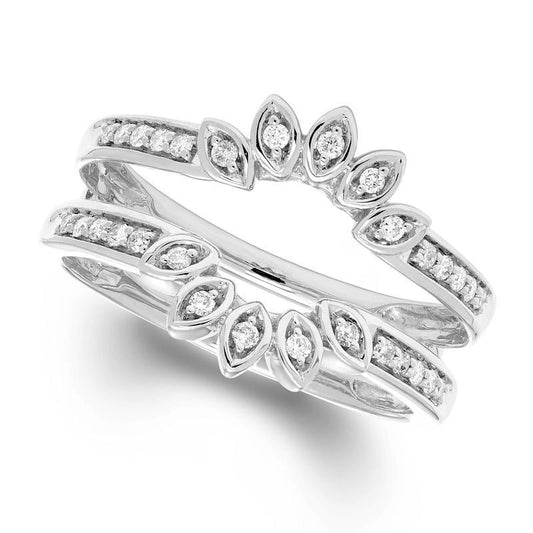 0.20 CT. T.W. Natural Clarity Enhanced Diamond Flower Frame Solitaire Enhancer in Solid 14K White Gold