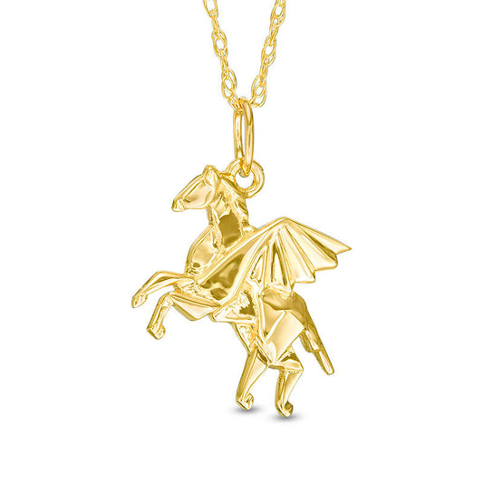 Origami Pegasus Pendant in 14K Gold