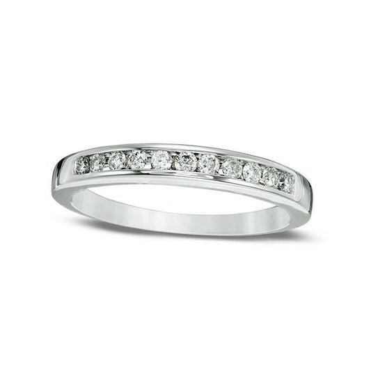 0.25 CT. T.W. Certified Natural Diamond Eleven Stone Anniversary Band in Solid 14K White Gold (I/I1)
