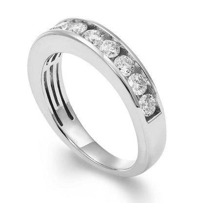 0.75 CT. T.W. Certified Natural Diamond Eleven Stone Anniversary Band in Solid 14K White Gold (I/I1)