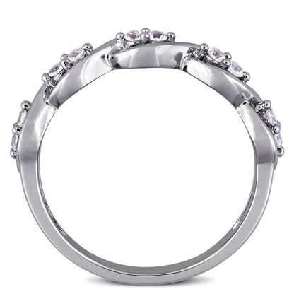 White Sapphire Duo Twist Ring in Solid 14K White Gold