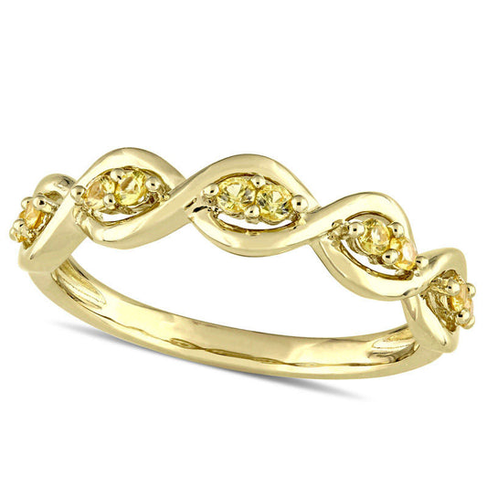 Yellow Sapphire Duo Twist Ring in Solid 14K Gold