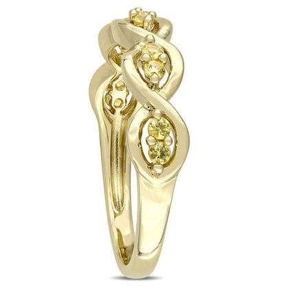 Yellow Sapphire Duo Twist Ring in Solid 14K Gold