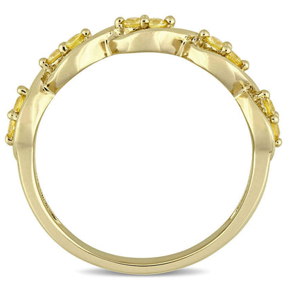 Yellow Sapphire Duo Twist Ring in Solid 14K Gold