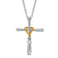 0.05 CT. Natural Clarity Enhanced Solitaire Dangle Cross Pendant in 10K Two-Tone Gold