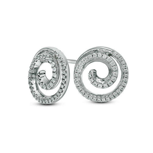 0.38 CT. T.W. Diamond Swirl Stud Earrings in 10K White Gold