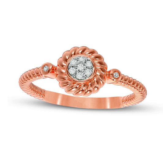 0.05 CT. T.W. Composite Natural Diamond Rope Frame Ring in Solid 10K Rose Gold