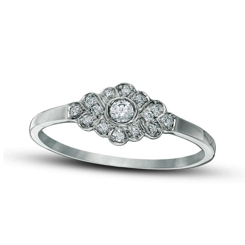 0.17 CT. T.W. Natural Diamond Chevron Ring in Solid 10K White Gold