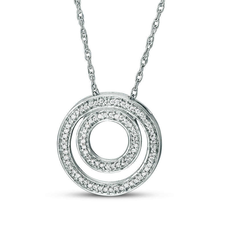 0.17 CT. T.W. Natural Diamond Double Circle Pendant in Sterling Silver