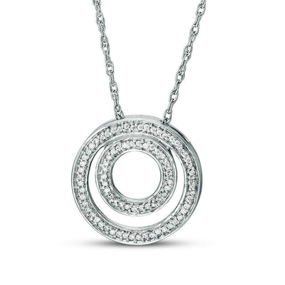 0.17 CT. T.W. Natural Diamond Double Circle Pendant in Sterling Silver