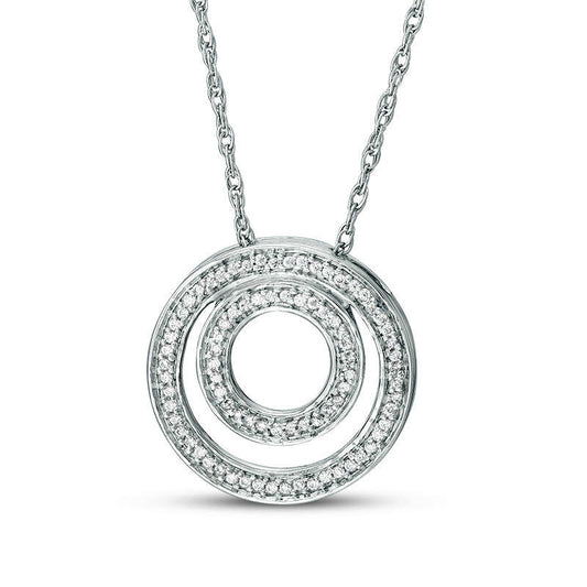 0.17 CT. T.W. Natural Diamond Double Circle Pendant in Sterling Silver