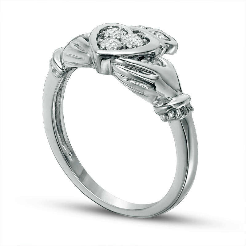 0.20 CT. T.W. Natural Diamond Claddagh Promise Ring in Solid 10K White Gold