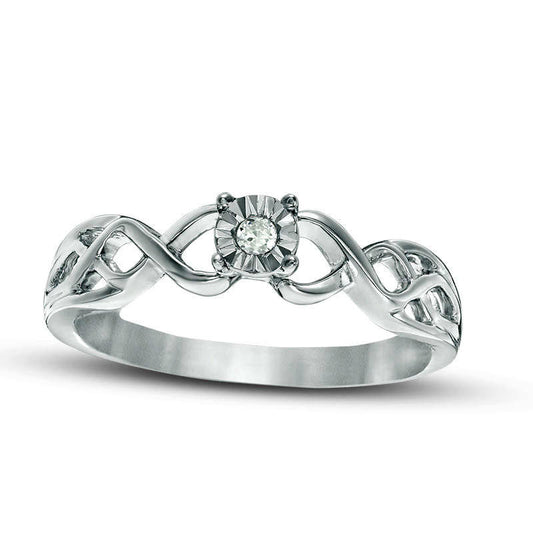 0.10 CT. Natural Clarity Enhanced Diamond Solitaire Celtic Knot Promise Ring in Solid 10K White Gold