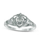 0.05 CT. T.W. Natural Diamond Antique Vintage-Style Claddagh Promise Ring in Solid 10K White Gold
