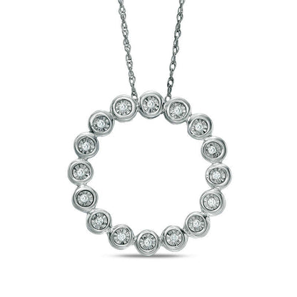 0.25 CT. T.W. Natural Diamond Open Circle Pendant in Sterling Silver