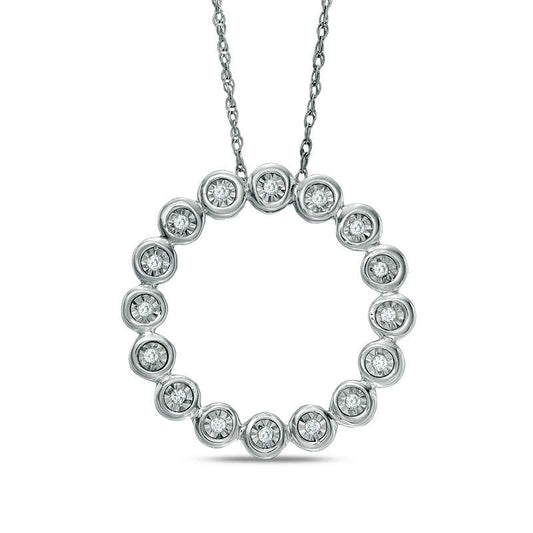 0.25 CT. T.W. Natural Diamond Open Circle Pendant in Sterling Silver