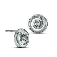 0.1 CT. T.W. Diamond Solitaire Swirl Circle Stud Earrings in Sterling Silver