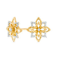 0.17 CT. T.W. Diamond Lotus Flower Stud Earrings in Sterling Silver with 18K Gold Plate