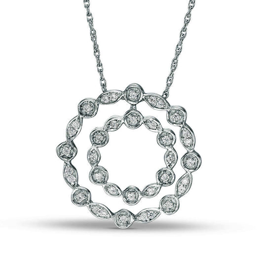 0.25 CT. T.W. Natural Diamond Scalloped Double Circle Pendant in Sterling Silver