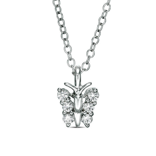0.17 CT. T.W. Natural Diamond Butterfly Pendant in 14K White Gold