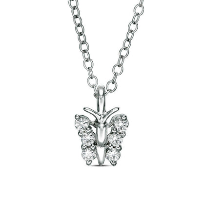 0.17 CT. T.W. Natural Diamond Butterfly Pendant in 14K White Gold