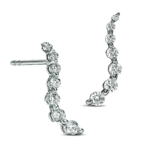 0.5 CT. T.W. Journey Diamond Drop Earrings in 14K White Gold