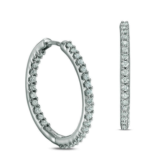 0.75 CT. T.W. Diamond Inside-Out Hoop Earrings in 14K White Gold