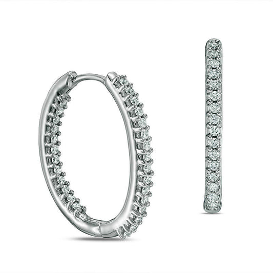 0.5 CT. T.W. Diamond Inside-Out Hoop Earrings in 14K White Gold