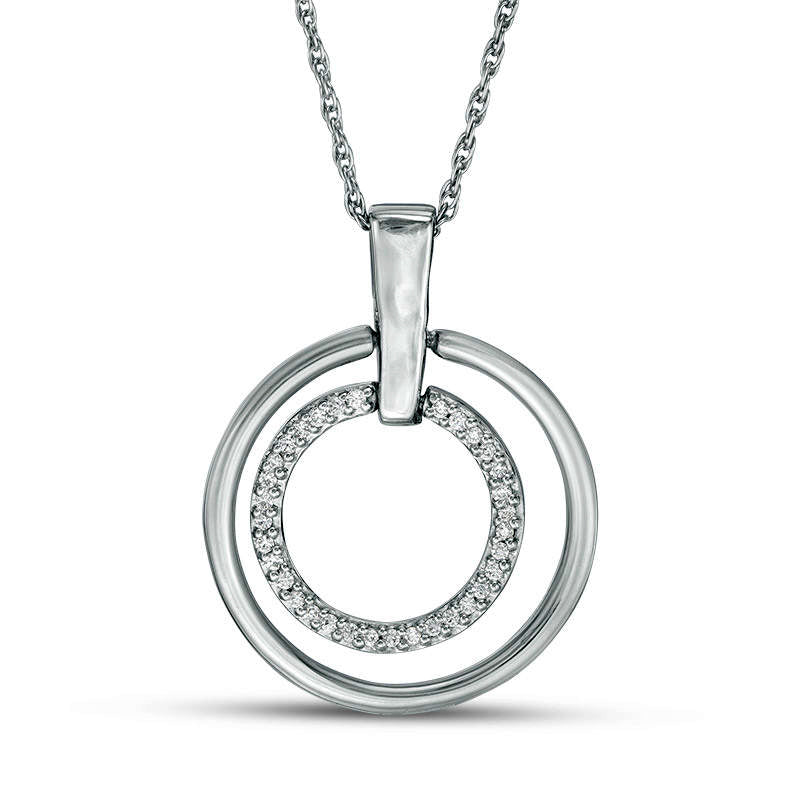 0.13 CT. T.W. Natural Diamond Double Circle Pendant in Sterling Silver