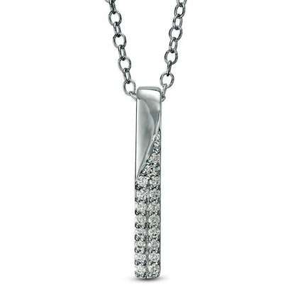 0.1 CT. T.W. Natural Diamond Vertical Bar Pendant in 14K White Gold