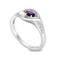 Oval Amethyst and Natural Diamond Accent Calla Lily Ring in Sterling Silver