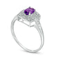 Oval Amethyst and Natural Diamond Accent Cushion Frame Ring in Sterling Silver