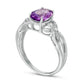 Oval Amethyst and Natural Diamond Accent Twist Ring in Sterling Silver