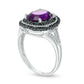 Oval Amethyst and Enhanced Black Natural Diamond Accent Rope-Textured Triple Frame Ring in Sterling Silver