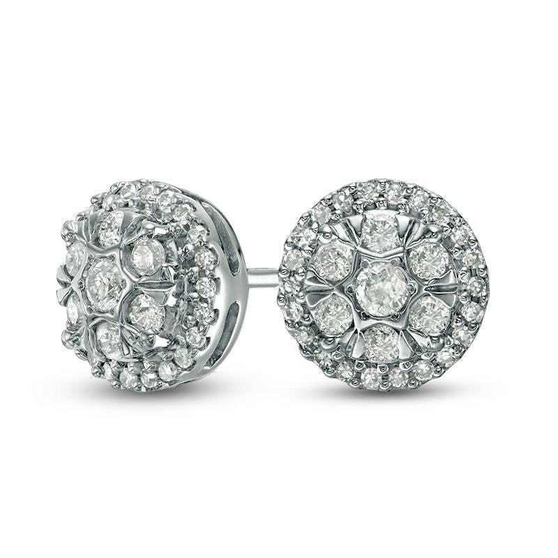 0.33 CT. T.W. Diamond Double Frame Stud Earrings in 10K White Gold