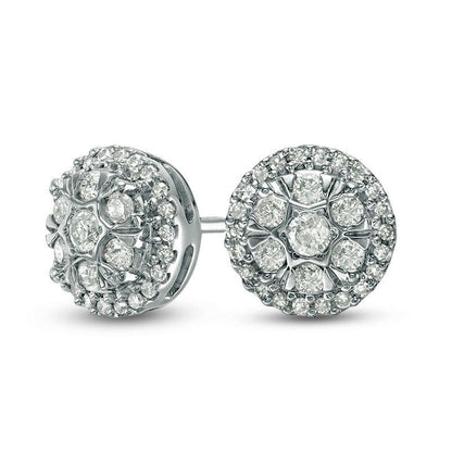 0.33 CT. T.W. Diamond Double Frame Stud Earrings in 10K White Gold