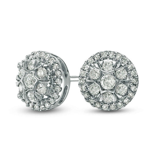 0.33 CT. T.W. Diamond Double Frame Stud Earrings in 10K White Gold