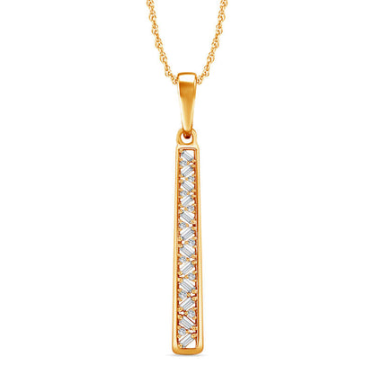 0.2 CT. T.W. Natural Diamond Linear Pendant in 10K Yellow Gold
