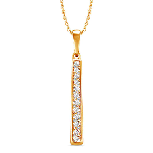 0.2 CT. T.W. Natural Diamond Linear Pendant in 10K Yellow Gold