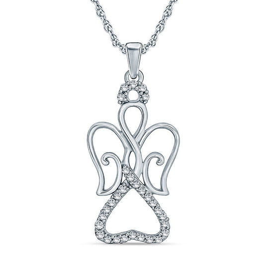 Natural Diamond Accent Angel Pendant in Sterling Silver
