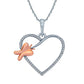 0.07 CT. T.W. Natural Diamond Butterfly Heart Pendant in Sterling Silver and 10K Rose Gold