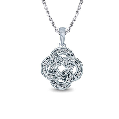 0.1 CT. T.W. Natural Diamond Clover Knot Pendant in Sterling Silver