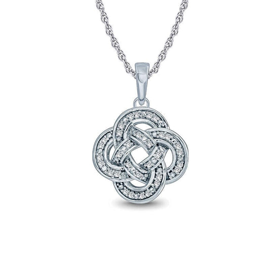 0.1 CT. T.W. Natural Diamond Clover Knot Pendant in Sterling Silver