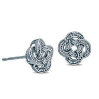0.1 CT. T.W. Diamond Clover Knot Stud Earrings in Sterling Silver
